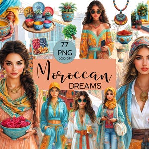 Lot d'images clipart « Rêves marocains » | 77 PNG | Style bohème oriental | Fond transparent | 300 DPI | Téléchargement numérique par Lillyspictureworld