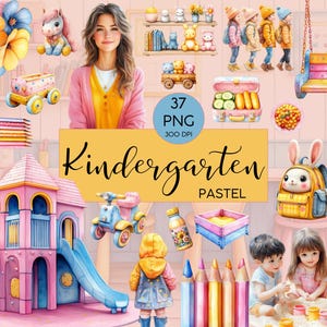 Clipart l Maternelle l Pastel l Aquarelle l Clipart Bundle l Clip art I PNG I Utilisation commerciale