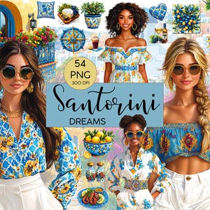 Santorini Dreams Clipart l 54 PNGs, Summer Greek Aesthetic l High Quality l 300 DPI l Digital Download l Lillyspictureworld