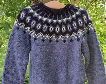 Unisex trui in IJslandse stijl, IJslandse wollen trui, Noordse trui, handgemaakt