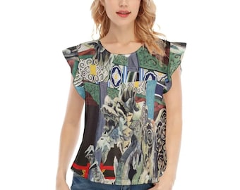 Year of the Dragon / Oceania Dragon Women's T-shirt / Ruffle Sleeves / All Over Print