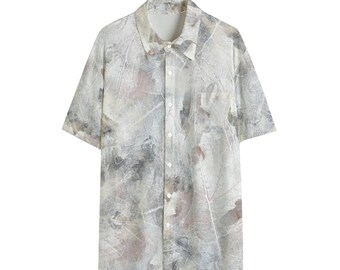 Leaf Prints Men's Shirt / With Pocket / Rayon