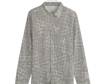 Woven V's / Men's Lapel Cotton Collar Shirt / Concealed Placket /115GSM Cotton poplin /All Over Print