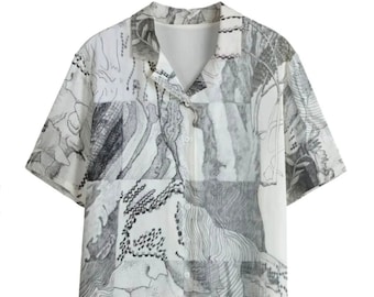 Pencil Drawing / Women's Rayon Shirt / /All Over Print