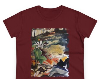 Watercolor Woodland Floral / Women's  Cotton Tee / Midweight