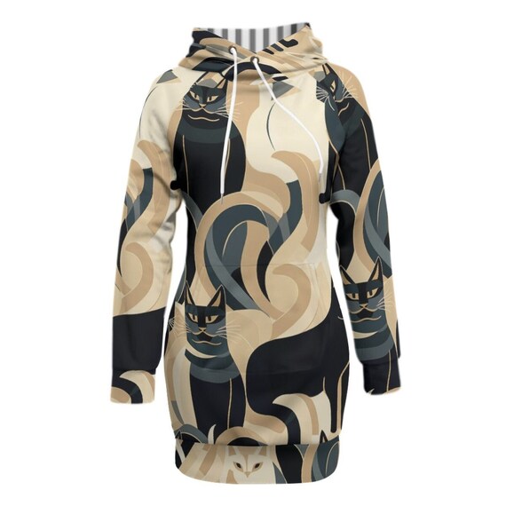 Cats Women's Pullover Hoodie Dress / Raglan Sleeve / All Over Print