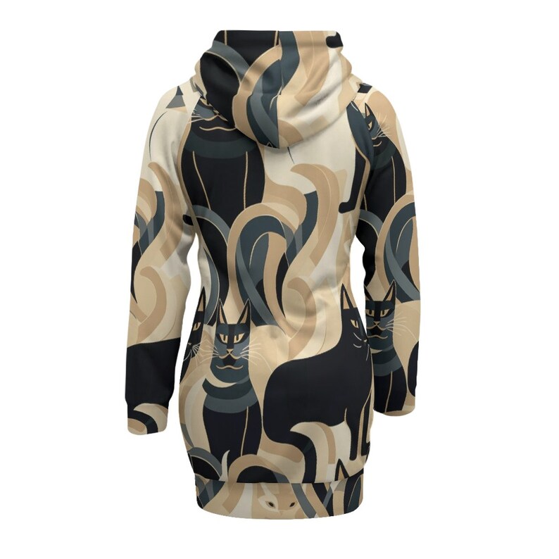 Cats Women's Pullover Hoodie Dress / Raglan Sleeve / All Over Print image 2