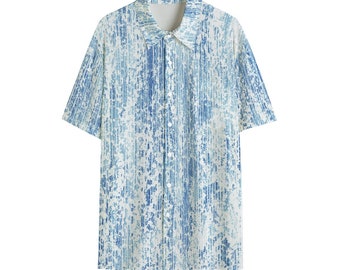 Sea Foam and Static Men's Shirt / With Pocket / Rayon