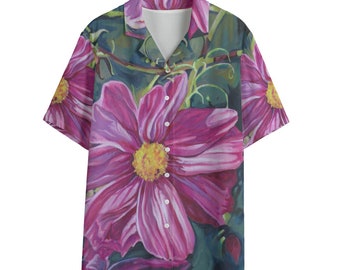 Pink Floral Rayon Women&#39;s Hawaii Shirt / All Over Print