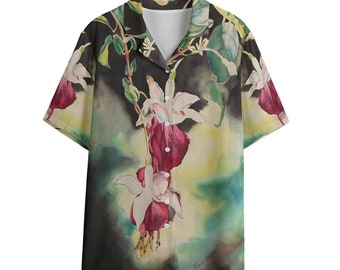 Rayon Women's Hawaii Shirt / Fuchsia Watercolor / All Over Print