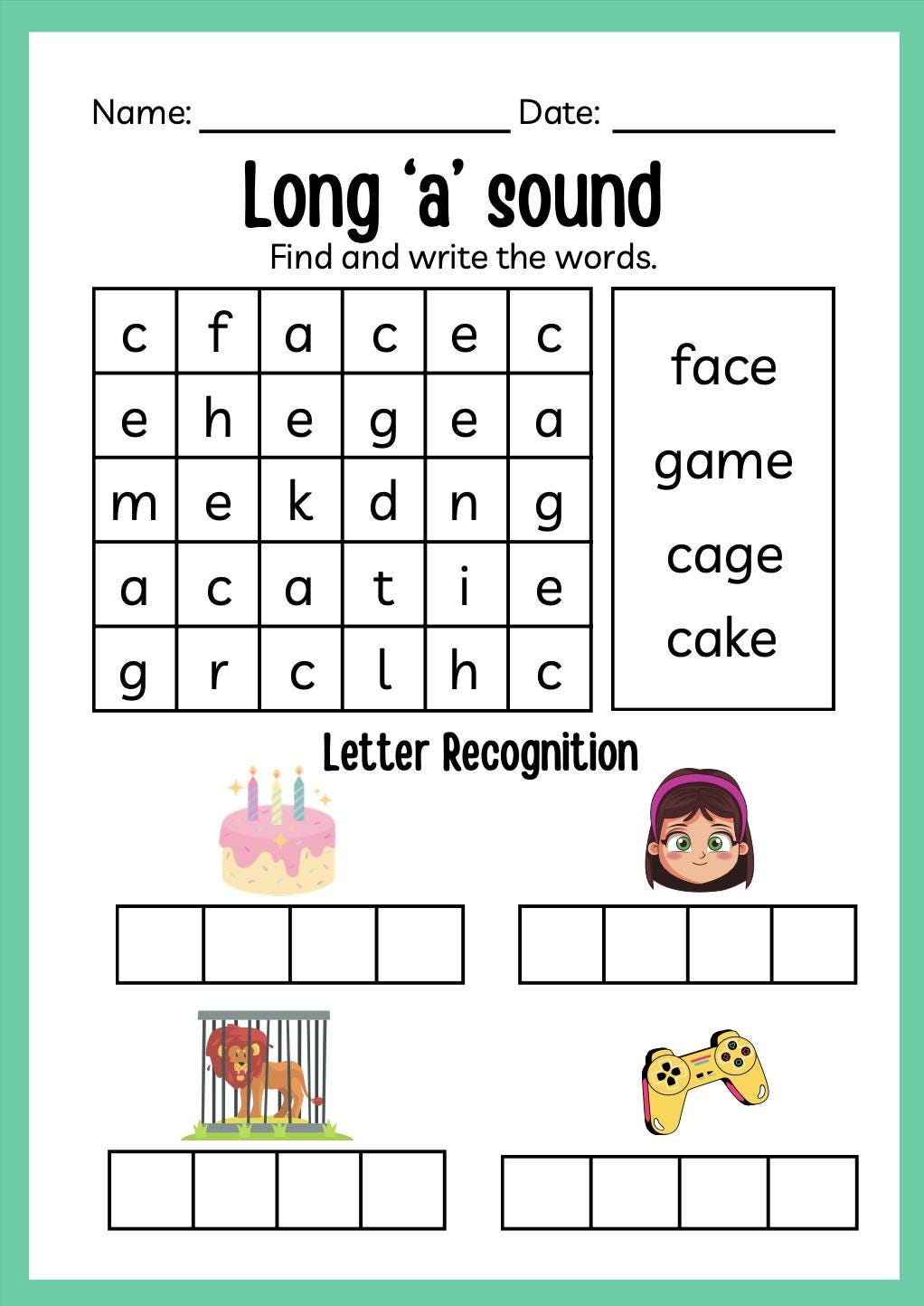 Split Digraph Phonics Worksheets for Preschool & Kindergarten: Long ...