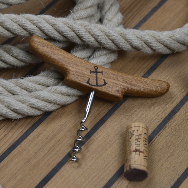 Tire-bouchon maritime en chêne. Fait main en France Belle idée cadeau, décapsuleur voilier ancre en bois vin maritime bois