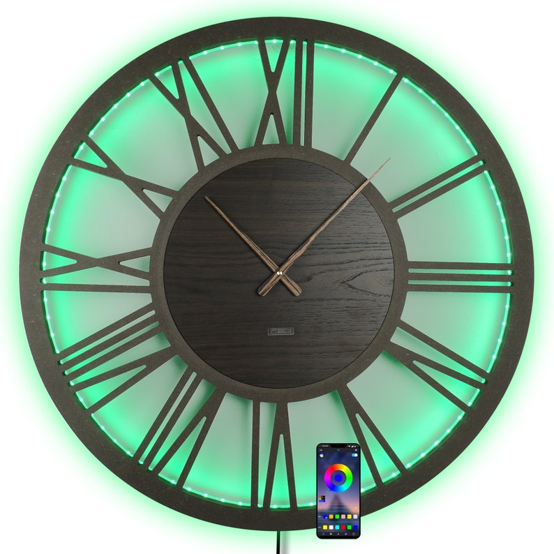 Large LED Wall Clock Silent Ø50cm and Ø70cm MDF Wooden Wall Clocks