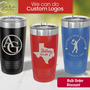 Personalized 20 oz Tumbler, Custom Logo Tumbler, Personalized Insulated Stainless Steel Tumbler, Laser Engraved Tumbler Gift, Bulk Tumbler