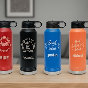 Personalized Kids Water Bottle, Back to School Bottle with Straw, Custom Name, Laser Engraved, 20 oz, 32 oz, 40 oz, Boys, Girls