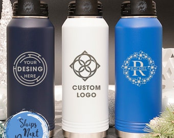 Personalized Laser Engraved Water Bottle With Custom Logo Name Text, Bulk 20oz 32oz 40oz Stainless Steel Insulated Water Bottle With Straw