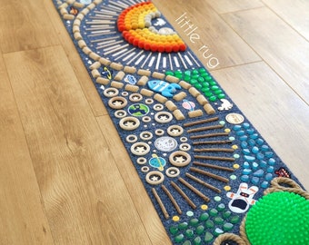 Sensory rug - "Galaxy journey" is a sensory path best for kids of all ages. With blue and green balance balls. Reflexology path. Toddler toy