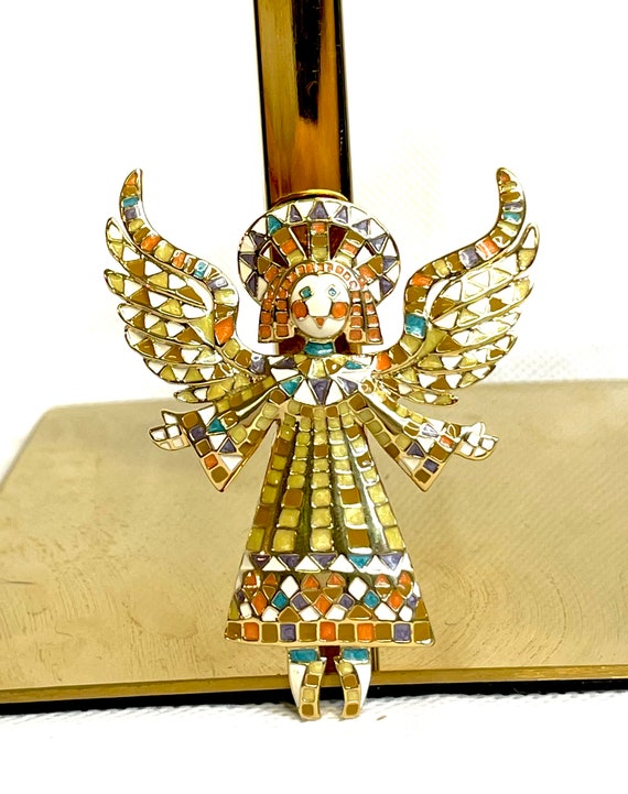 Bob Mackie Mosaic Angel Brooch Etsy