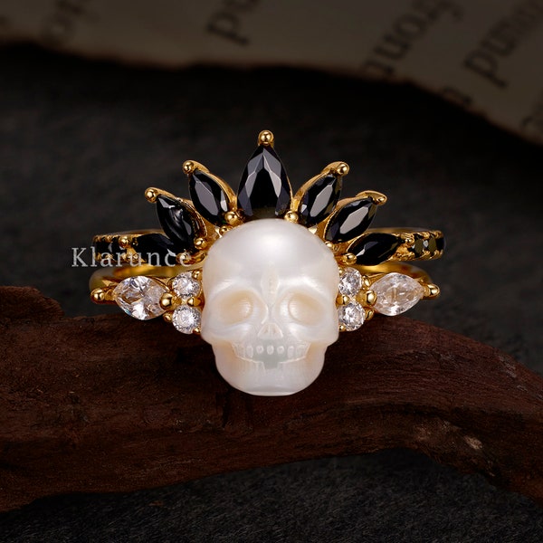 Gothic Pearl Rings Gothic Engagement Rings - Etsy