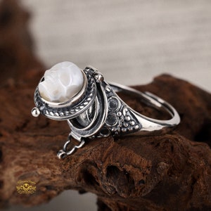Goth Ringpoison Ringpearl Skull S925 Sterling Silvergothic Etsy