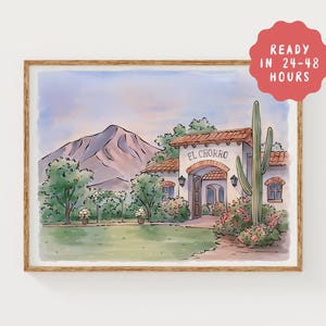 Retrato de casa en acuarela personalizado, ilustración de casa pintada a mano, regalo de inauguración, letrero &quot;Nuestro primer hogar&quot;, decoración personalizada para el hogar