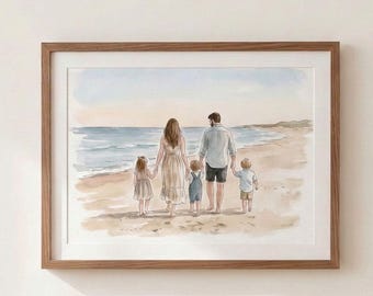 Custom Watercolor Family Portrait from Photo, Couple Portrait, Hand Painted Illustration, Mother’s Day Gift for Mom