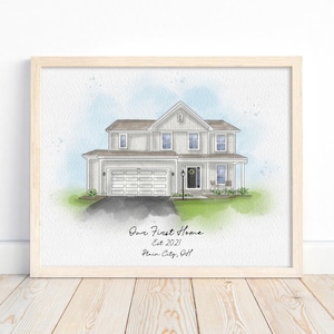 Custom Watercolor House Painting | House Portrait from Photo | Personalized Home Art | Housewarming Gift | Real Estate Closing Gift