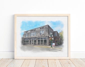Custom Watercolor Storefront Portrait, Personalized Business Painting from Photo, Restaurant, Coffee Shop, Digital Download Art Gift