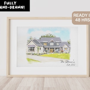 Minimalist Watercolour Sketch of Your Home | Personalized Digital House Artwork. Custom Thoughtful Housewarming Gift | Handmade in 48 Hours