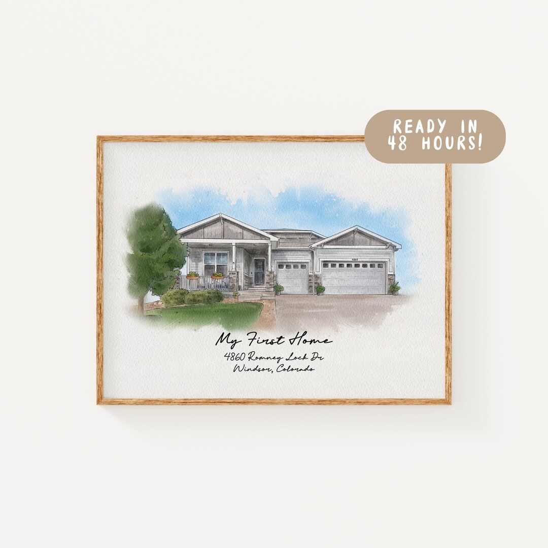 Fully Custom Home Portrait, Watercolor House Painting, New Home Gift ...