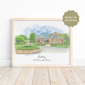 Watercolor Home Sketch | Custom Digital House Portrait | Unique Realtor Gift, Personalized Artwork, First Home Gift, Handcrafted Home Sketch