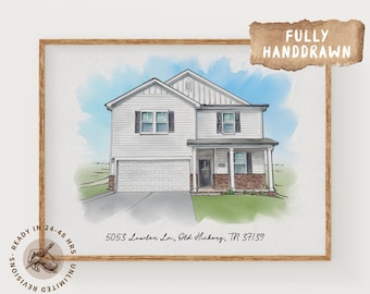 Watercolor House Painting from Photo | Custom Home Portrait | Housewarming Gift, Realtor Gift, Christmas Holiday Keepsake, Venue Artwork