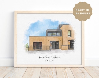 Personalized Watercolor Home Portrait | Custom Housewarming Gift (Digital Item)