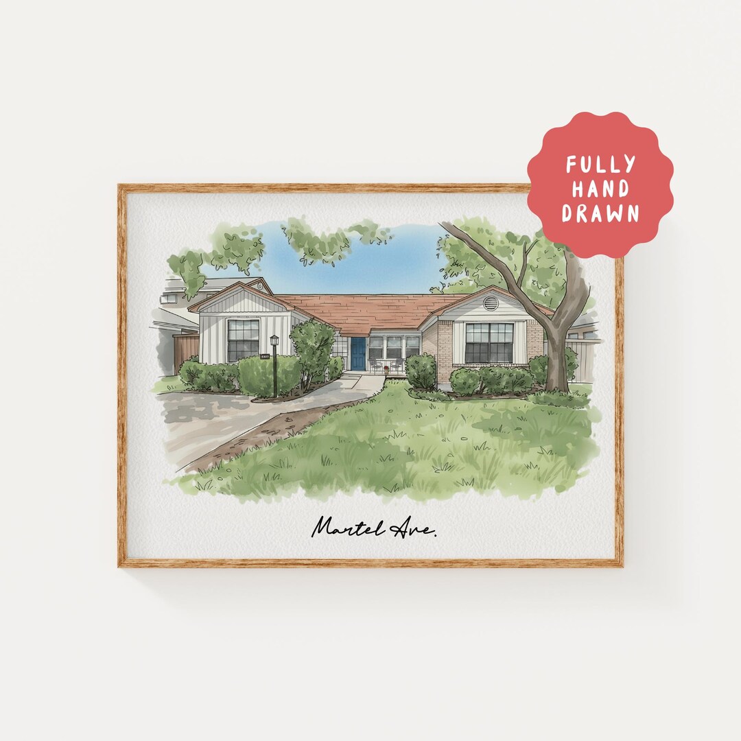 Custom Watercolor Home Portrait | Hand-painted Housewarming Gift ...