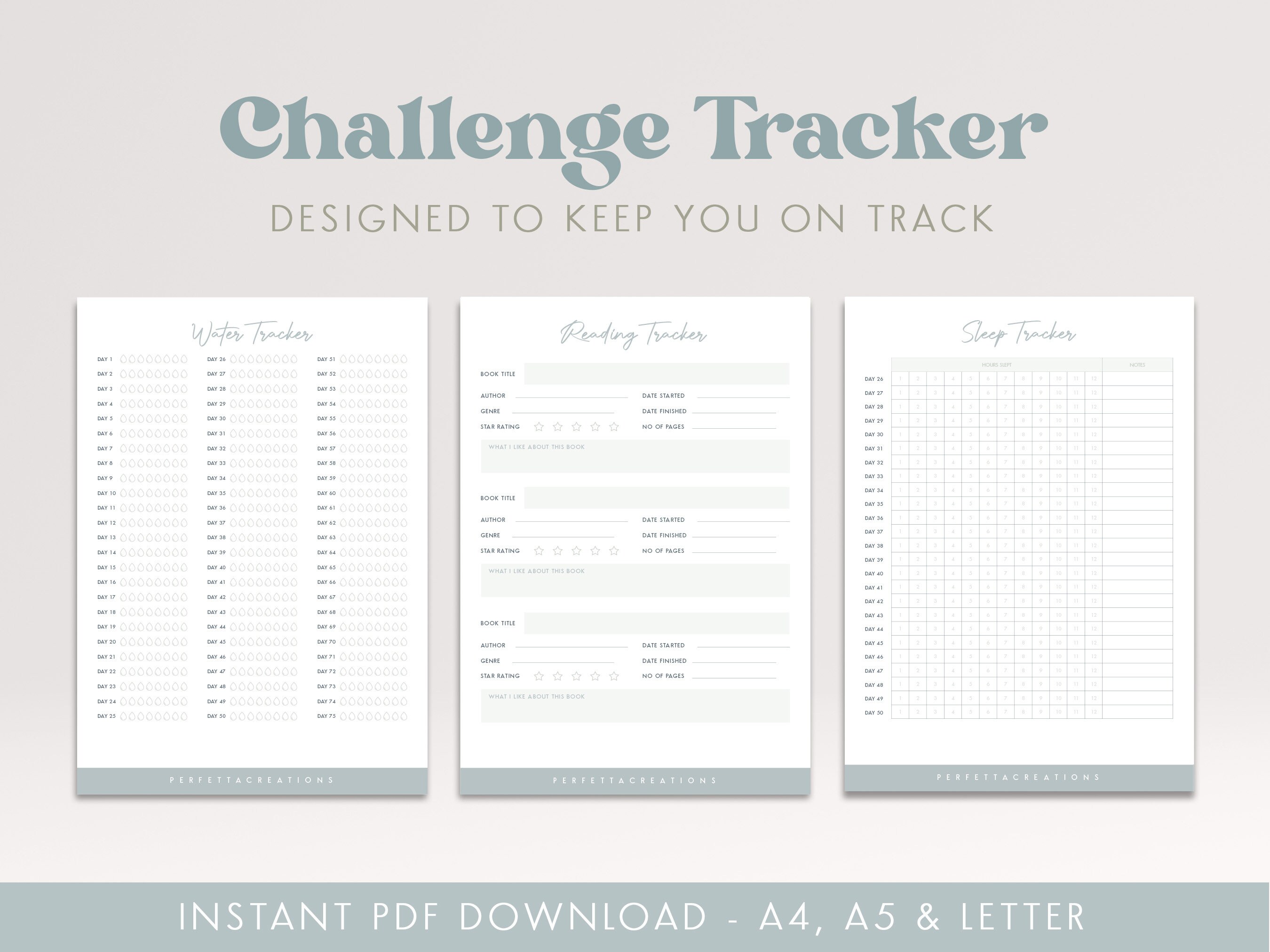 75 Day Soft Challenge Bundle | Fitness & Habit Tracker (digital and ...