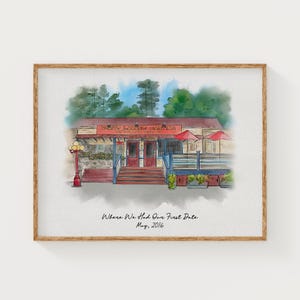 Custom Watercolor First Date Spot Art, Personalized Sketch from Photo, Where it All Began Watercolor Portrait, Father’s Day Gift, First Date