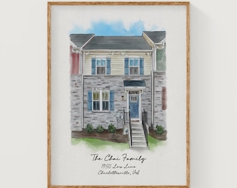 Custom Watercolor House Portrait, Hand Drawn Home Painting, Personalized Housewarming Gift, First Home Art from Photo, Father's Day Gift