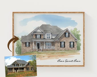 Custom Watercolor House Portrait from Photo | Family Home Keepsake (Digital Item)