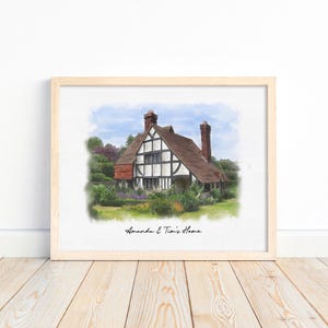 Gepersonaliseerde huisillustratie | Aquarel huistekening | Uniek woondecoratie | Home Portret | Digitale aangepaste huistekening van foto