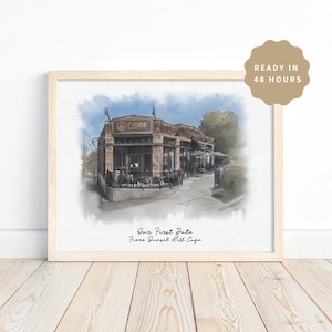 Portret van onze locatie voor de eerste date | Aangepaste aquarel locatiekunst | Aangepaste aquarel paar cadeau | Handgetekende locatiekunst | Valentijnscadeau