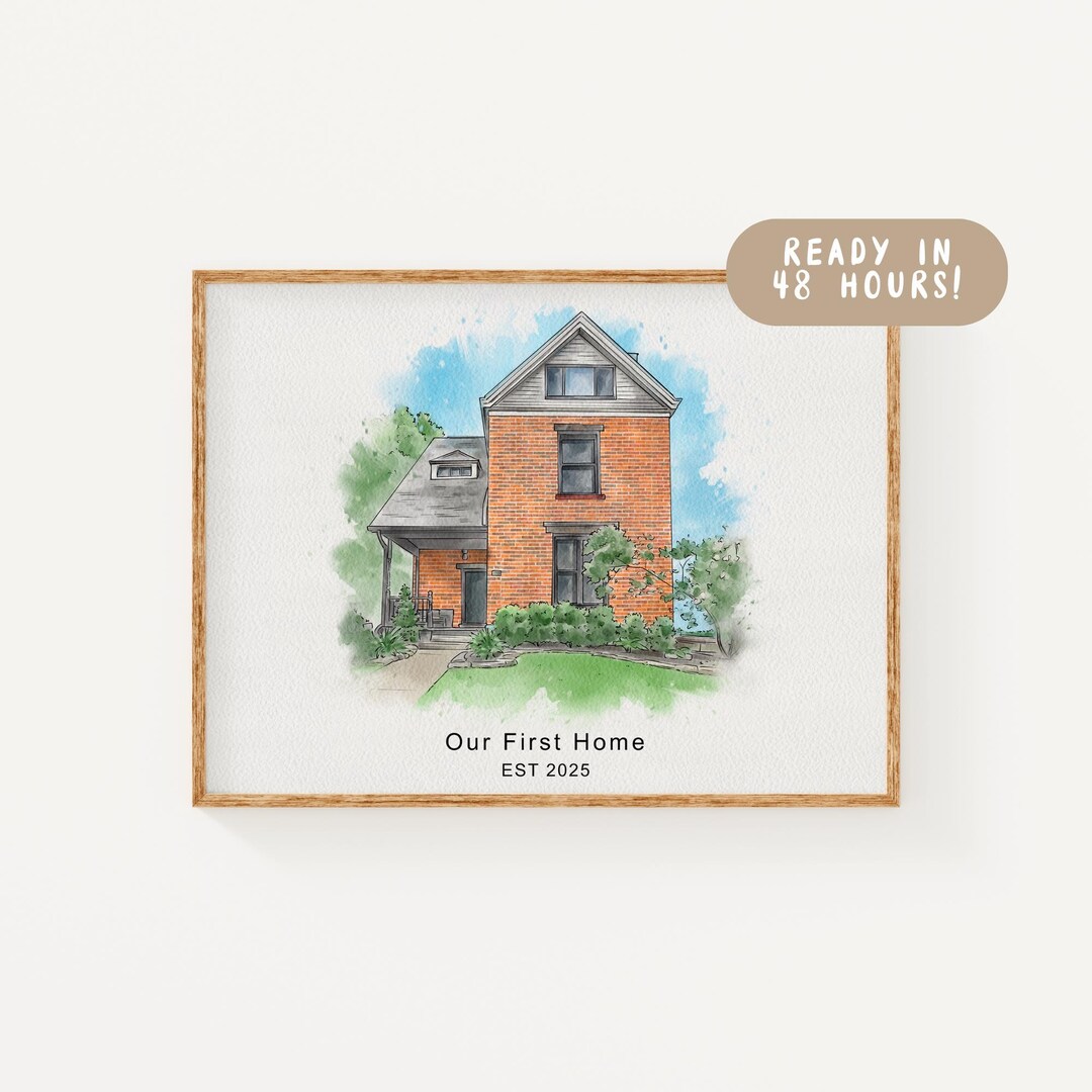 Custom First Home Gift, Watercolor House Portrait, Home Painting From ...