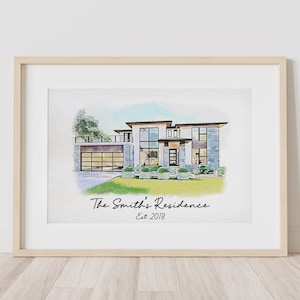Minimalist Watercolour Sketch of Your Home Personalized Digital House Artwork. Custom Thoughtful Housewarming Gift Handmade in 48 Hours image 7
