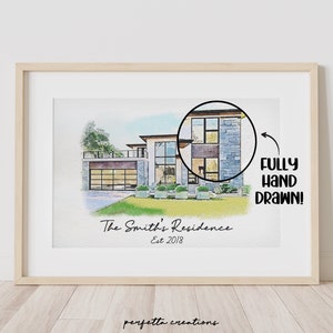 Minimalist Watercolour Sketch of Your Home Personalized Digital House Artwork. Custom Thoughtful Housewarming Gift Handmade in 48 Hours image 8