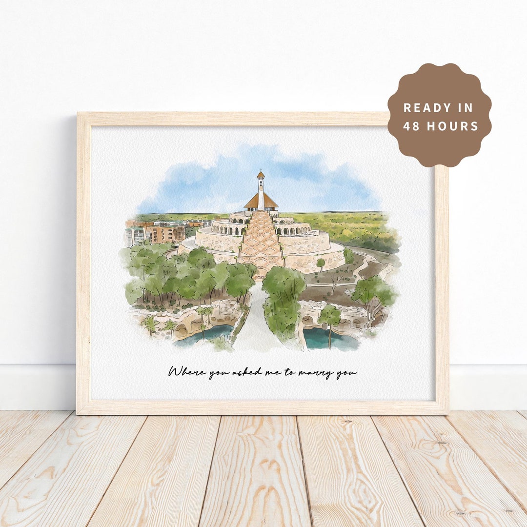 Custom Watercolor Wedding Venue Portrait | Anniversary Gift (digital ...