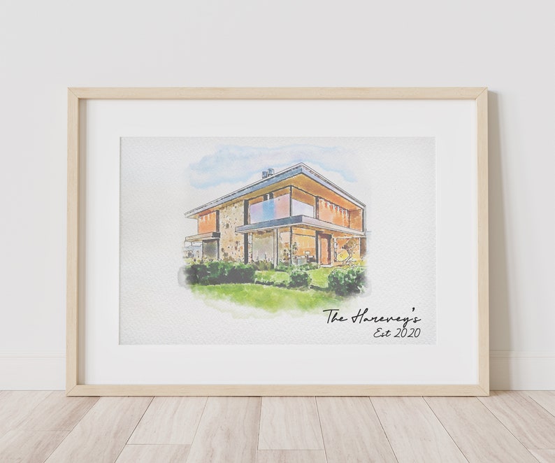 Minimalist Watercolour Sketch of Your Home Personalized Digital House Artwork. Custom Thoughtful Housewarming Gift Handmade in 48 Hours image 6