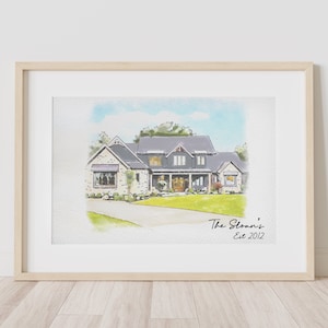 Minimalist Watercolour Sketch of Your Home Personalized Digital House Artwork. Custom Thoughtful Housewarming Gift Handmade in 48 Hours image 3