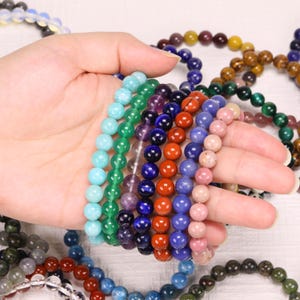 4/6/8mm Natural Crystal Beaded Bracelet，Gemstone Stackable Stretch Bracelet，Anniversary Gift For Her