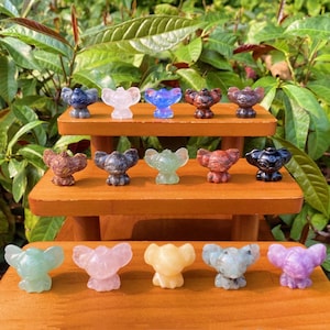 3cm Natural Crystal mini Stitch, Hand Carved Gem Stitch, cute Crystal Stitch statues, crystal animal decorations, Crystal gifts