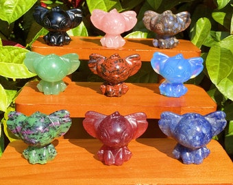 Hand Carved 1.5 inch Crystal Stitch: Gemstone Cartoon Animal
