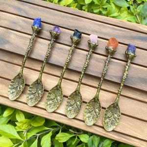 Crystal Witch Spoon, Apothecary Spoon，Altar Spoons, Altar Tools,Small Crystal Spoon , Copper Crystal Spoon, Crystal Gifts